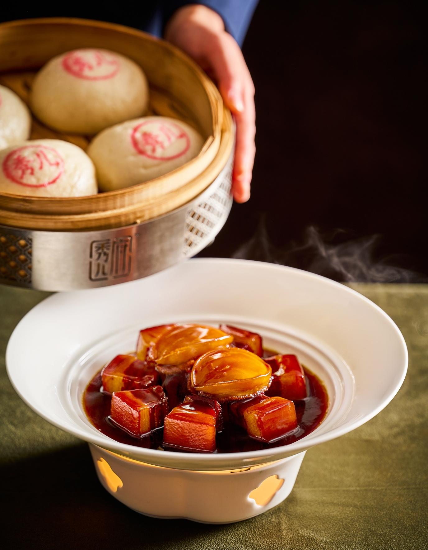 民国老酒鲍鱼红烧肉配酒酿馒头